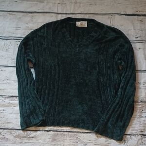525 Made in America Women's Vintage Forest Green Chenille Ribbed Sweater S